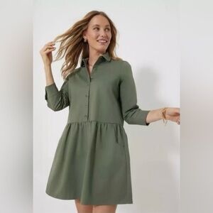 Tuckernuck Jade Green Long Sleeve stretch twill cotton Hayes dress